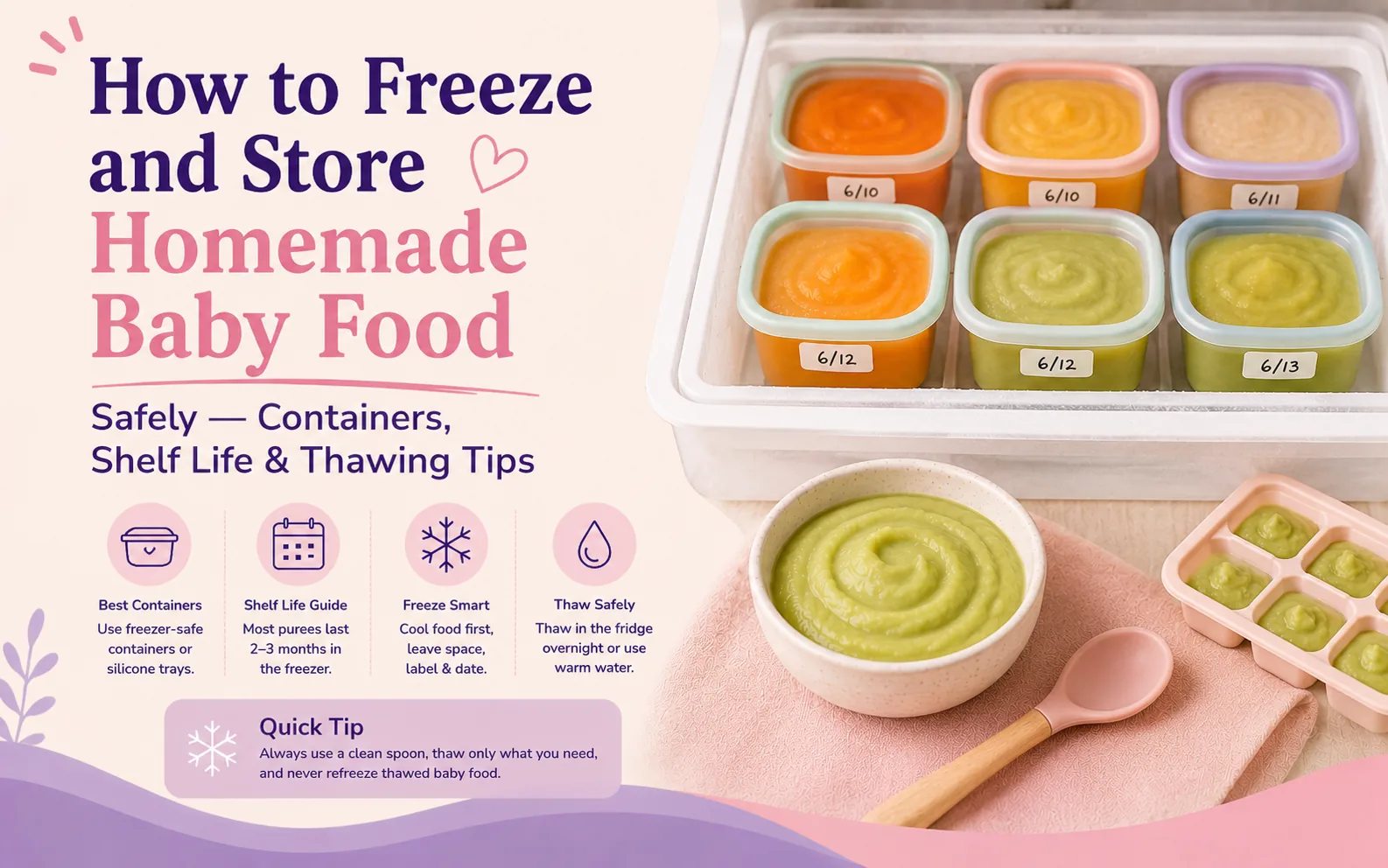 How to freeze and store homemade baby food safely